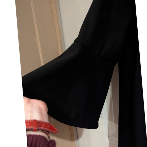 Calvin Klein Black Bell Sleeve‎ Sheath Dress Plus Size 14W Gold Zipper - Picture 2 of 6